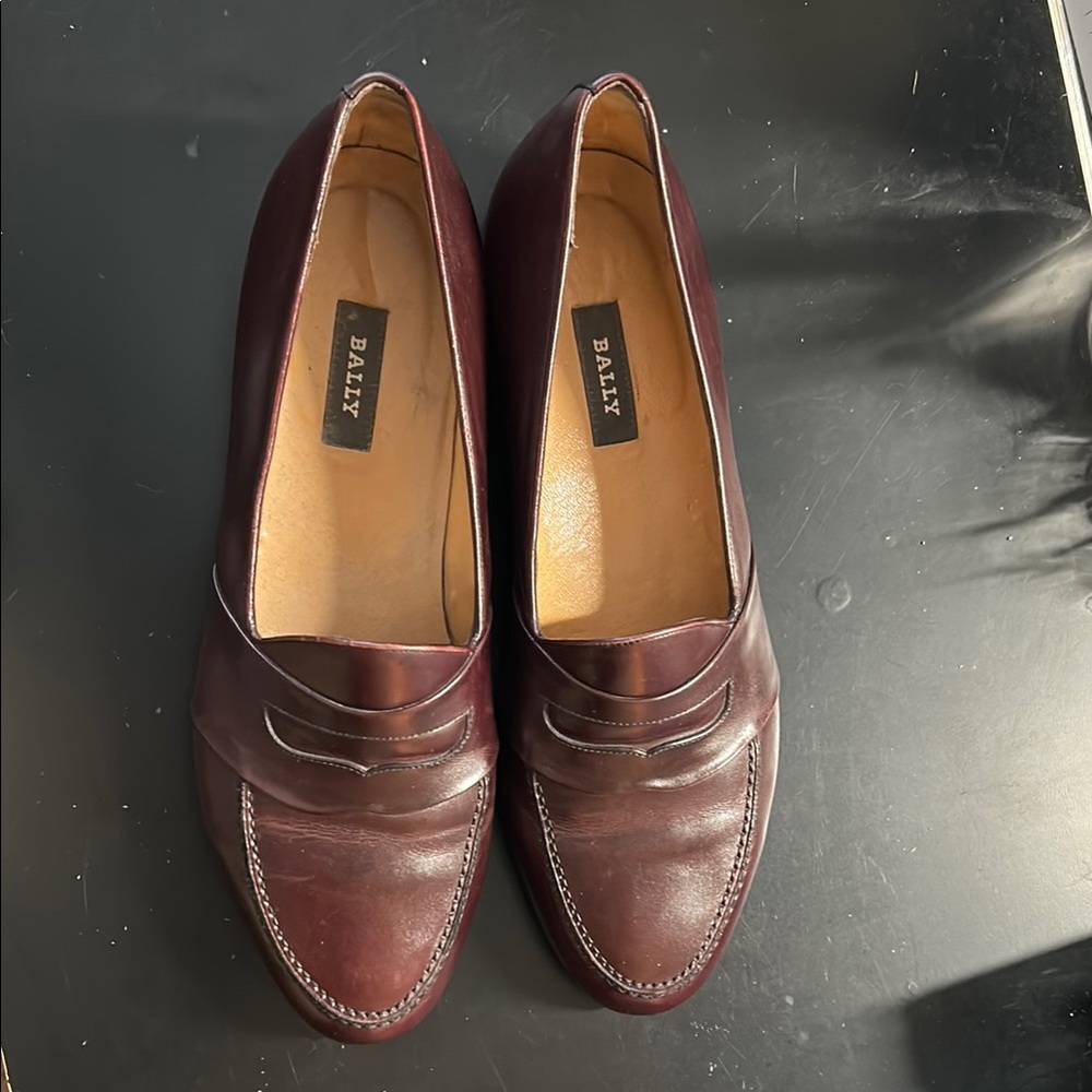 Bally Burgundy Leather Loafers